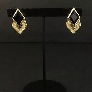 Authentic Christian Dior Rhinestone Gold Tone Ear… - image 1